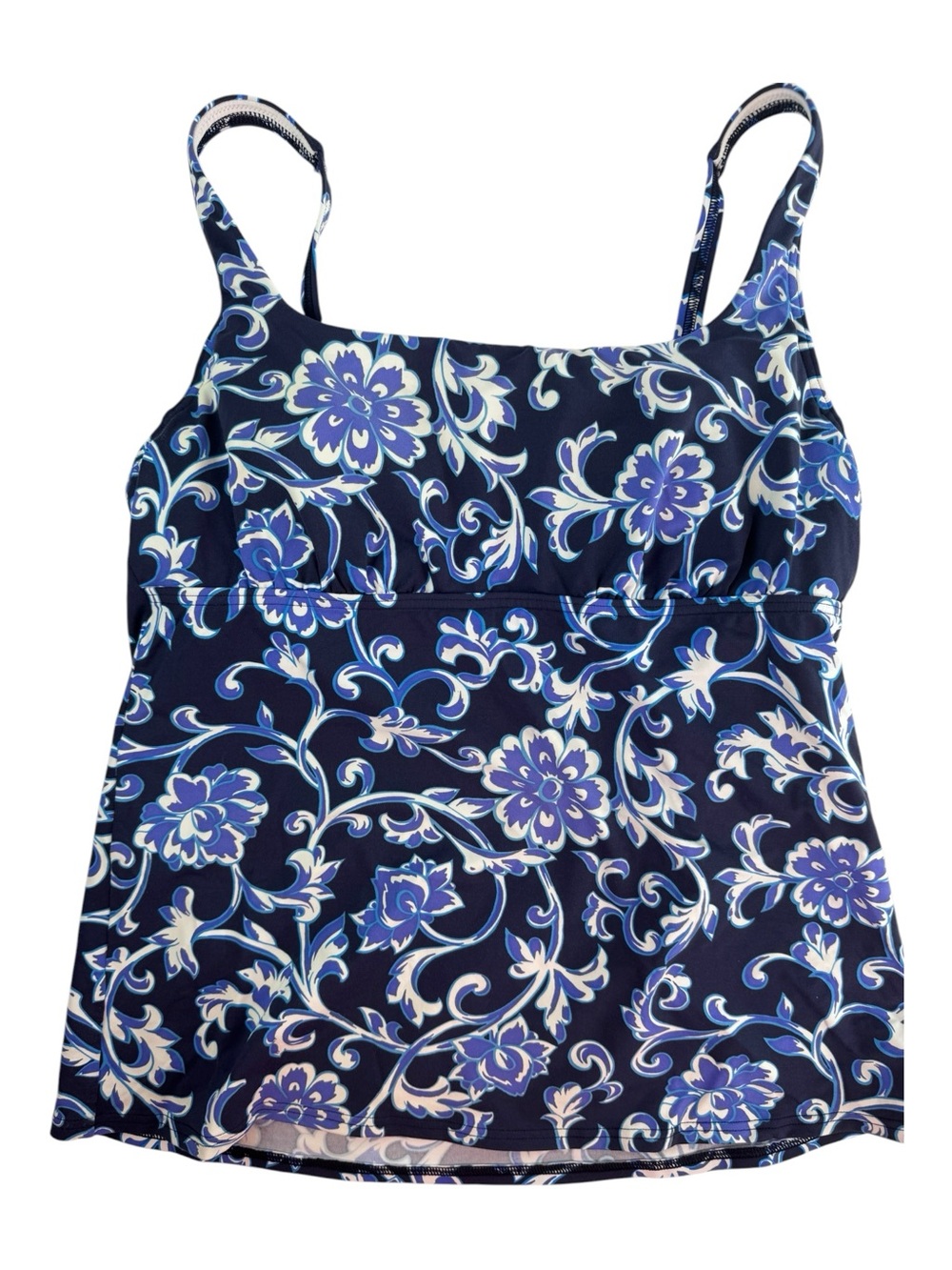 Lands' End tankini top navy blue and periwinkle blue size 12